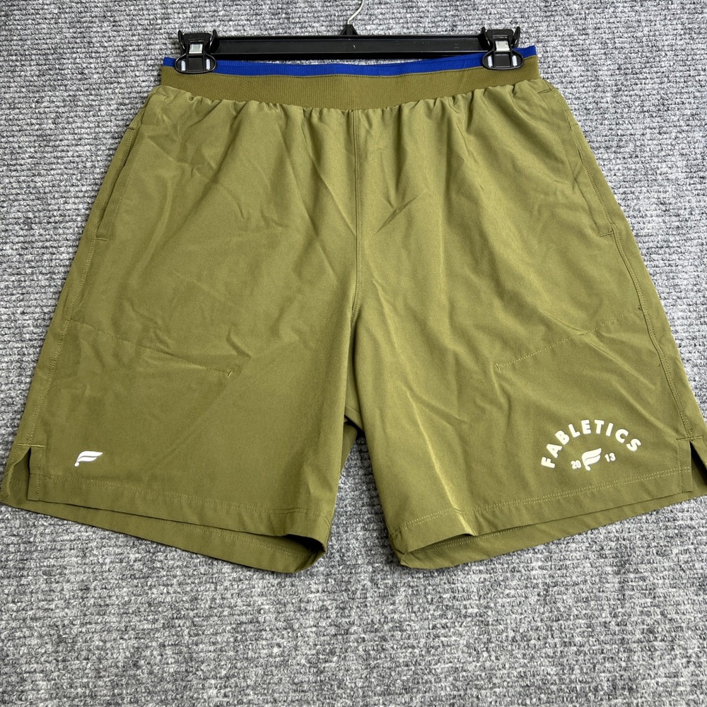 Fabletics Mens Fundamental Shorts Olive Green Athletic Gym Training Size M